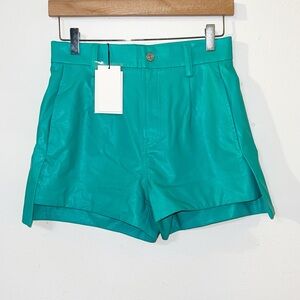 7 for all mankind teal pleather high rise shorts new